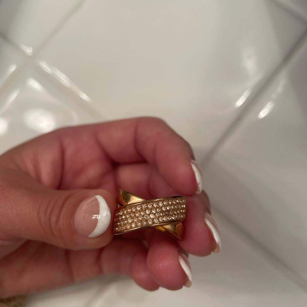 Elegant Gold-Tone Ring with Crystal Accents